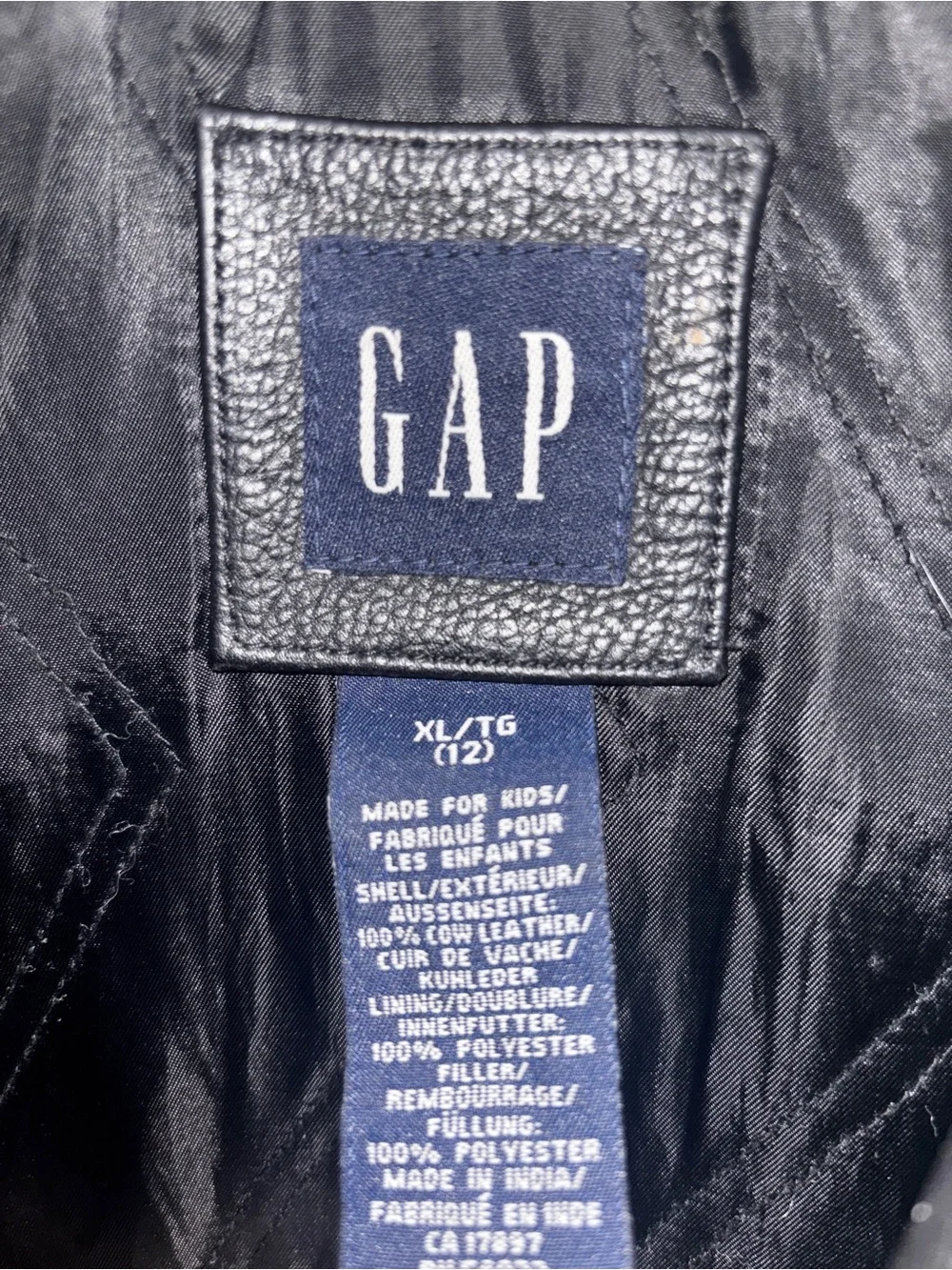 GAP Black Leather Bomber Jacket